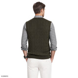 CABLE KNIT SWEATER VEST - CARBON HTHR