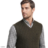 CABLE KNIT SWEATER VEST - CARBON HTHR