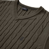 CABLE KNIT SWEATER VEST - CARBON HTHR