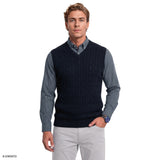 CABLE KNIT SWEATER VEST - NAVY BLAZER
