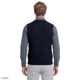 CABLE KNIT SWEATER VEST - NAVY BLAZER