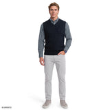 CABLE KNIT SWEATER VEST - NAVY BLAZER