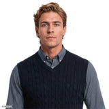 CABLE KNIT SWEATER VEST - NAVY BLAZER