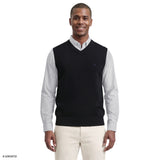 FINE GAUGE V-NECK SWEATER VEST - BLACK