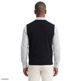 FINE GAUGE V-NECK SWEATER VEST - BLACK