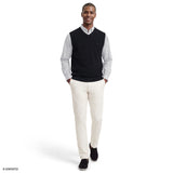 FINE GAUGE V-NECK SWEATER VEST - BLACK