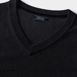FINE GAUGE V-NECK SWEATER VEST - BLACK