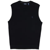 FINE GAUGE V-NECK SWEATER VEST - BLACK
