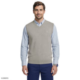 FINE GAUGE V-NECK SWEATER VEST - LT GREY HTHR