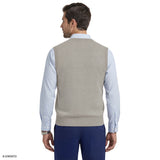 FINE GAUGE V-NECK SWEATER VEST - LT GREY HTHR