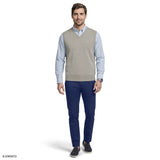 FINE GAUGE V-NECK SWEATER VEST - LT GREY HTHR