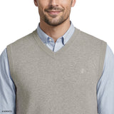 FINE GAUGE V-NECK SWEATER VEST - LT GREY HTHR