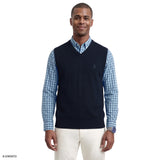 FINE GAUGE V-NECK SWEATER VEST - NAVY BLAZER