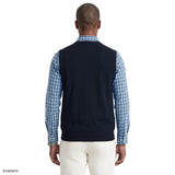 FINE GAUGE V-NECK SWEATER VEST - NAVY BLAZER