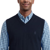 FINE GAUGE V-NECK SWEATER VEST - NAVY BLAZER