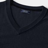 FINE GAUGE V-NECK SWEATER VEST - NAVY BLAZER