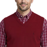 FINE GAUGE V-NECK SWEATER VEST - ZINFANDEL