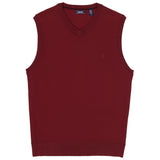 FINE GAUGE V-NECK SWEATER VEST - ZINFANDEL