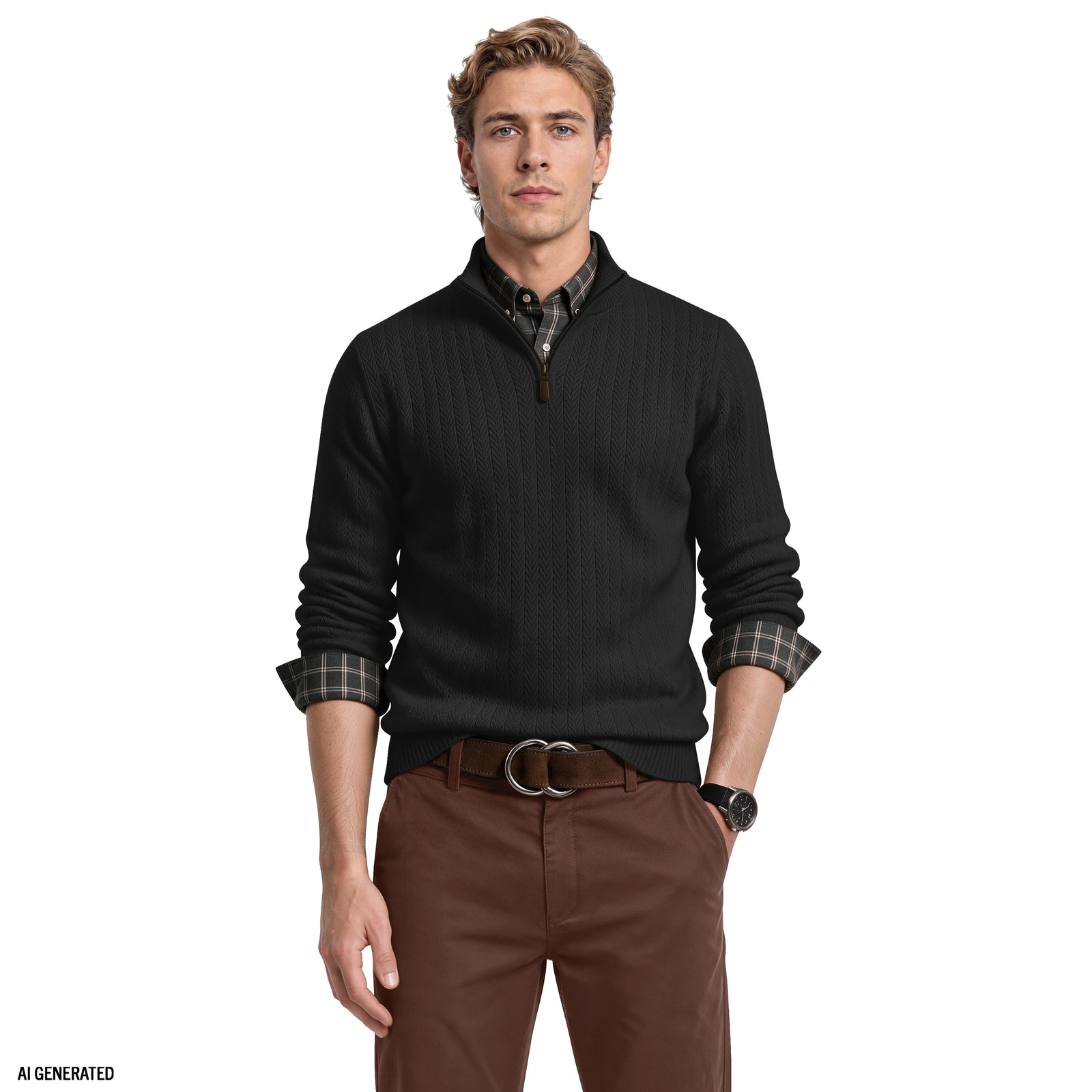 Herringbone Quarter-Zip Sweater - Caviar – IZOD