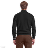 HERRINGBONE QUARTER-ZIP SWEATER - CAVIAR