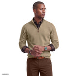 HERRINGBONE QUARTER-ZIP SWEATER - CROCKERY