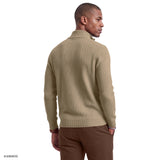 HERRINGBONE QUARTER-ZIP SWEATER - CROCKERY