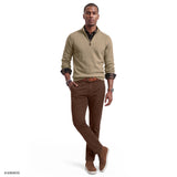 HERRINGBONE QUARTER-ZIP SWEATER - CROCKERY