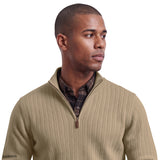 HERRINGBONE QUARTER-ZIP SWEATER - CROCKERY
