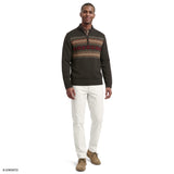 FAIR ISLE QUARTER-ZIP SWEATER - CHARCOAL HEATHER