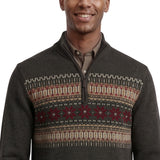 FAIR ISLE QUARTER-ZIP SWEATER - CHARCOAL HEATHER