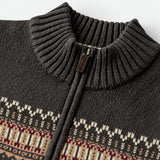 FAIR ISLE QUARTER-ZIP SWEATER - CHARCOAL HEATHER