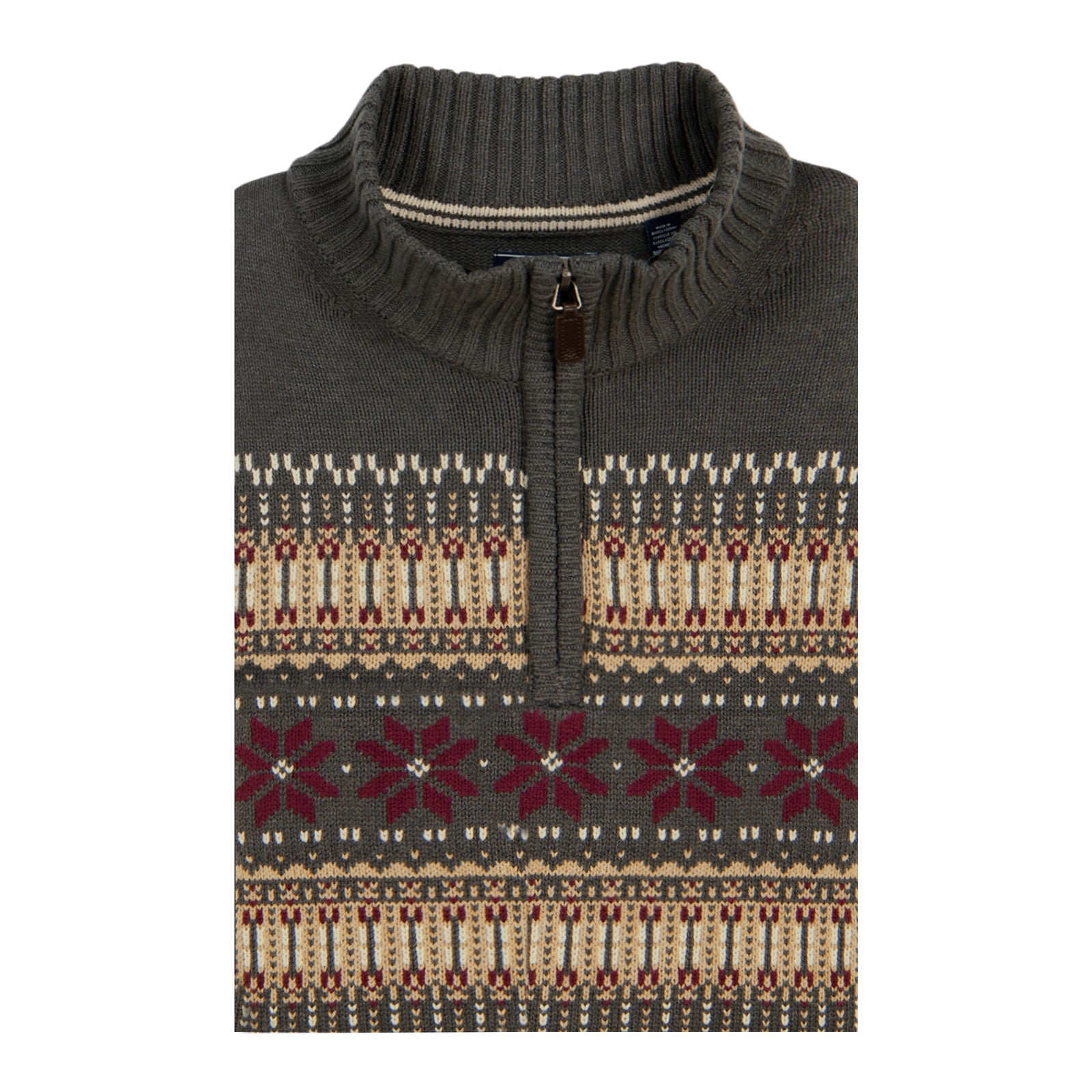 Fair Isle Quarter Zip Sweater - Charcoal Heather – IZOD