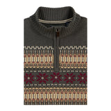 FAIR ISLE QUARTER-ZIP SWEATER - CHARCOAL HEATHER