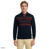 FAIR ISLE QUARTER-ZIP SWEATER - NAVY BLAZER