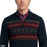 FAIR ISLE QUARTER-ZIP SWEATER - NAVY BLAZER