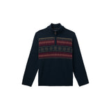 FAIR ISLE QUARTER-ZIP SWEATER - NAVY BLAZER