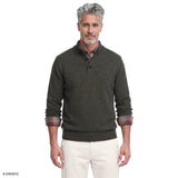 MARLED BUTTON MOCK-NECK SWEATER - SMOKE PEARL HTHR