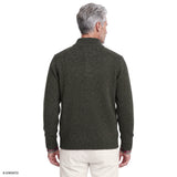 MARLED BUTTON MOCK-NECK SWEATER - SMOKE PEARL HTHR