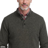 MARLED BUTTON MOCK-NECK SWEATER - SMOKE PEARL HTHR