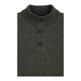 MARLED BUTTON MOCK-NECK SWEATER - SMOKE PEARL HTHR