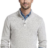 MARLED BUTTON MOCK-NECK SWEATER - ROCK HTHR