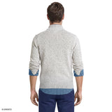 MARLED BUTTON MOCK-NECK SWEATER - ROCK HTHR