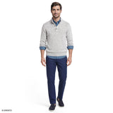 MARLED BUTTON MOCK-NECK SWEATER - ROCK HTHR