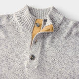 MARLED BUTTON MOCK-NECK SWEATER - ROCK HTHR