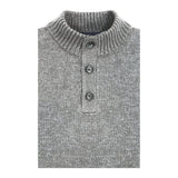 MARLED BUTTON MOCK-NECK SWEATER - ROCK HTHR