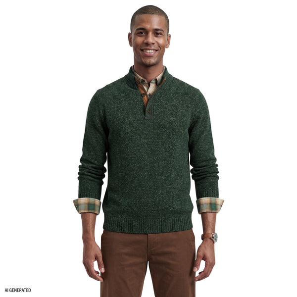 Button Mock Sweater - Darkest Spruce – IZOD