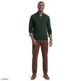MARLED BUTTON MOCK-NECK SWEATER - DARKEST SPRUCE
