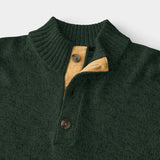MARLED BUTTON MOCK-NECK SWEATER - DARKEST SPRUCE