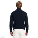 MARLED BUTTON MOCK-NECK SWEATER - NAVY BLAZER