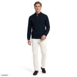 MARLED BUTTON MOCK-NECK SWEATER - NAVY BLAZER